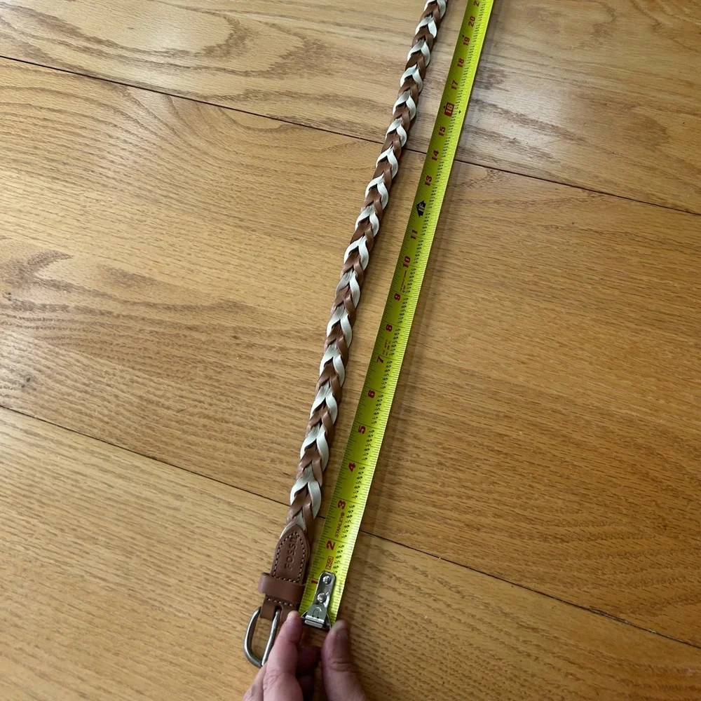 Fossil Women's Braided Leather belt Two Tone Brown‎ Size Small
